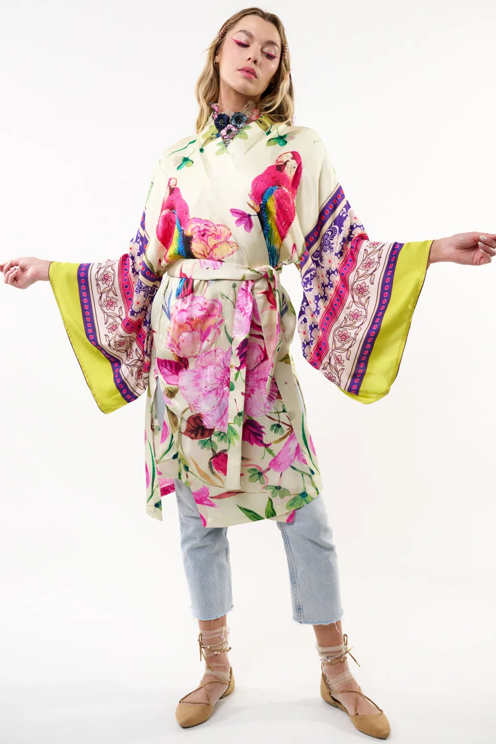 Tropical Mood Hand-Beaded Kimono/Topper sold by Aratta