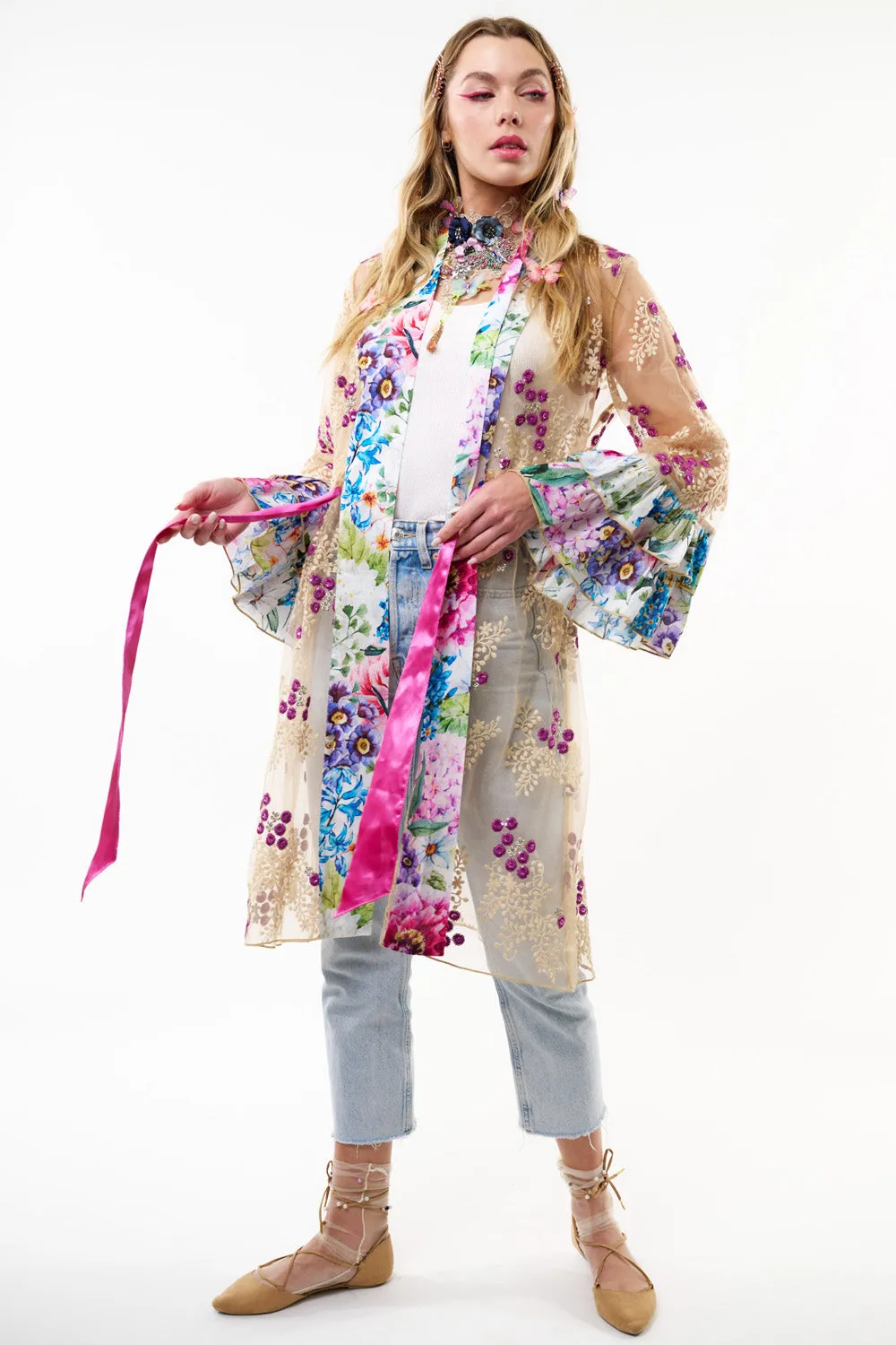 Ibiza Embellished Mesh Kimono sold by Aratta product image thumbnail 3