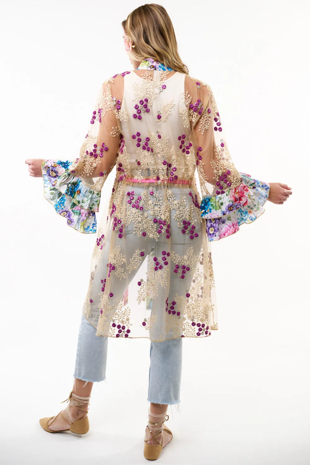 Ibiza Embellished Mesh Kimono sold by Aratta product image thumbnail 5