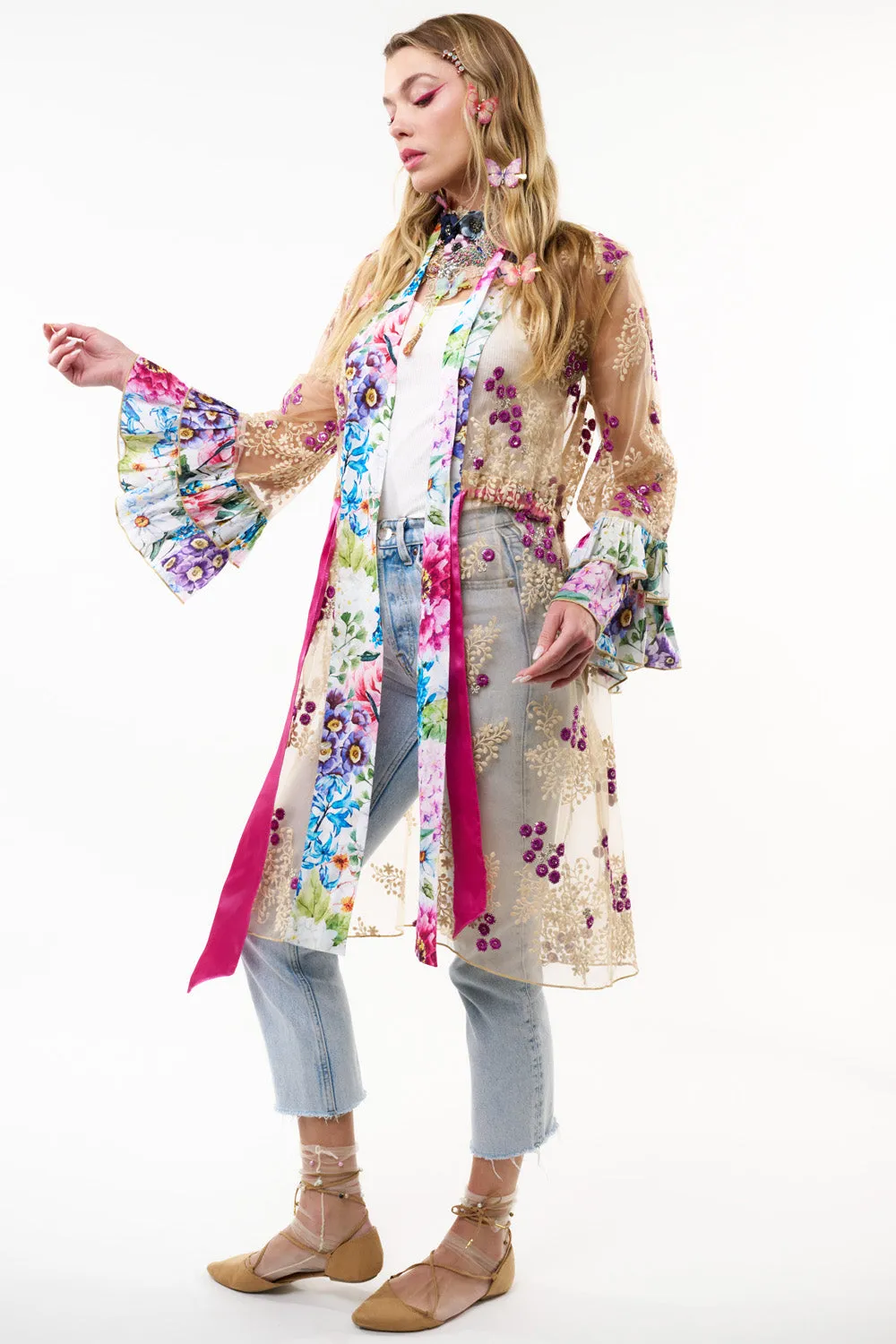 Ibiza Embellished Mesh Kimono sold by Aratta product image thumbnail 4
