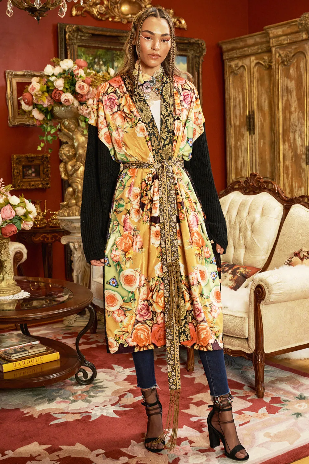 Venera Velvet Kimono With Sweater Sleeves sold by Aratta