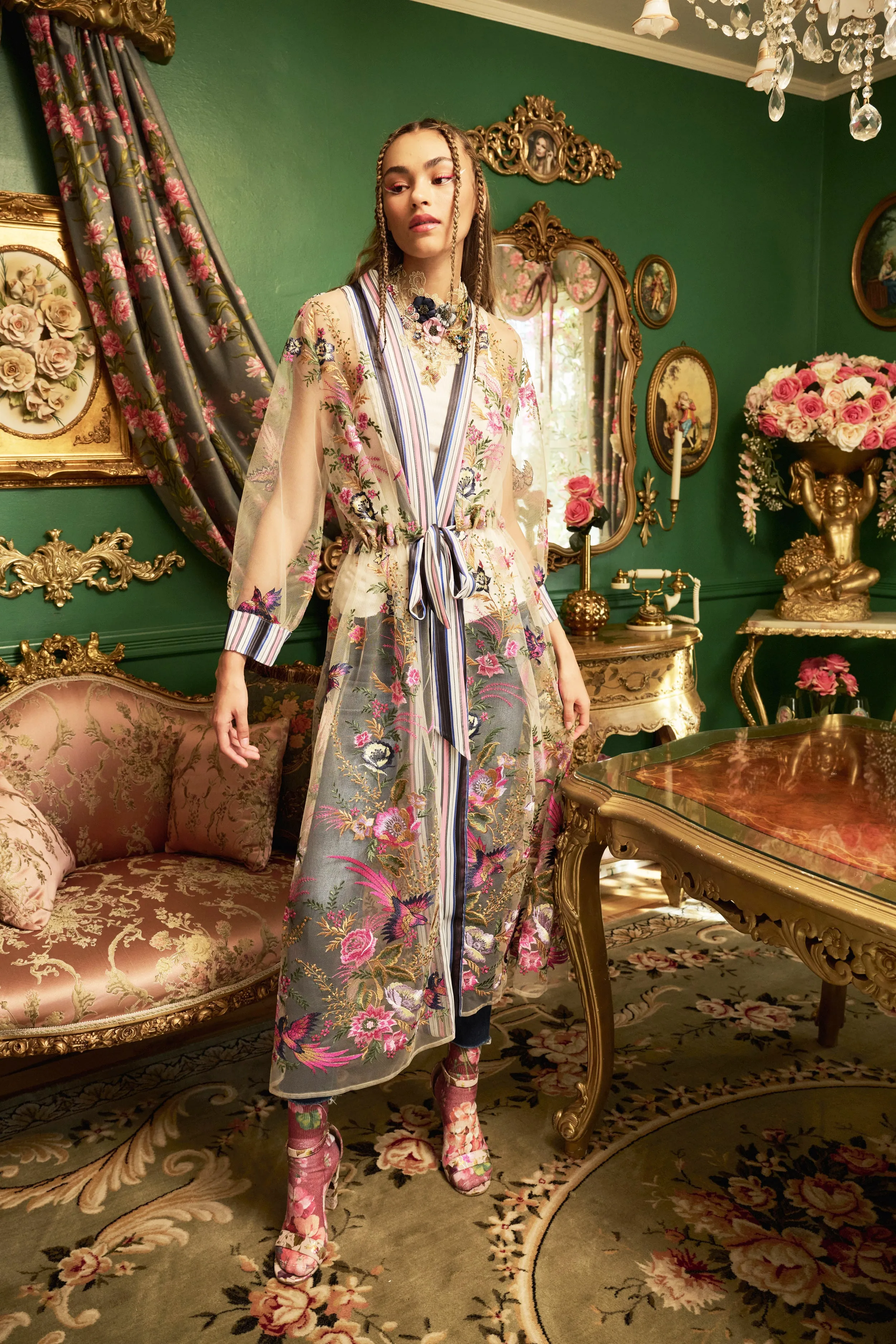 Jade Embroidered Mesh Duster sold by Aratta product image thumbnail 2