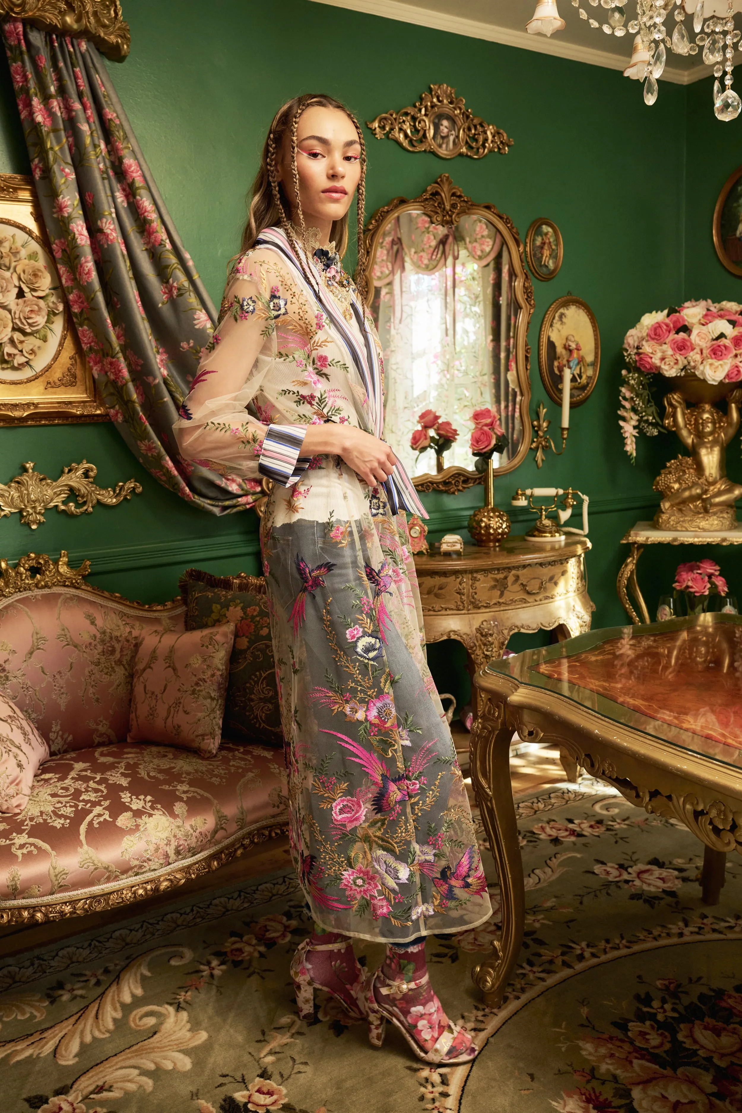 Jade Embroidered Mesh Duster sold by Aratta product image thumbnail 3