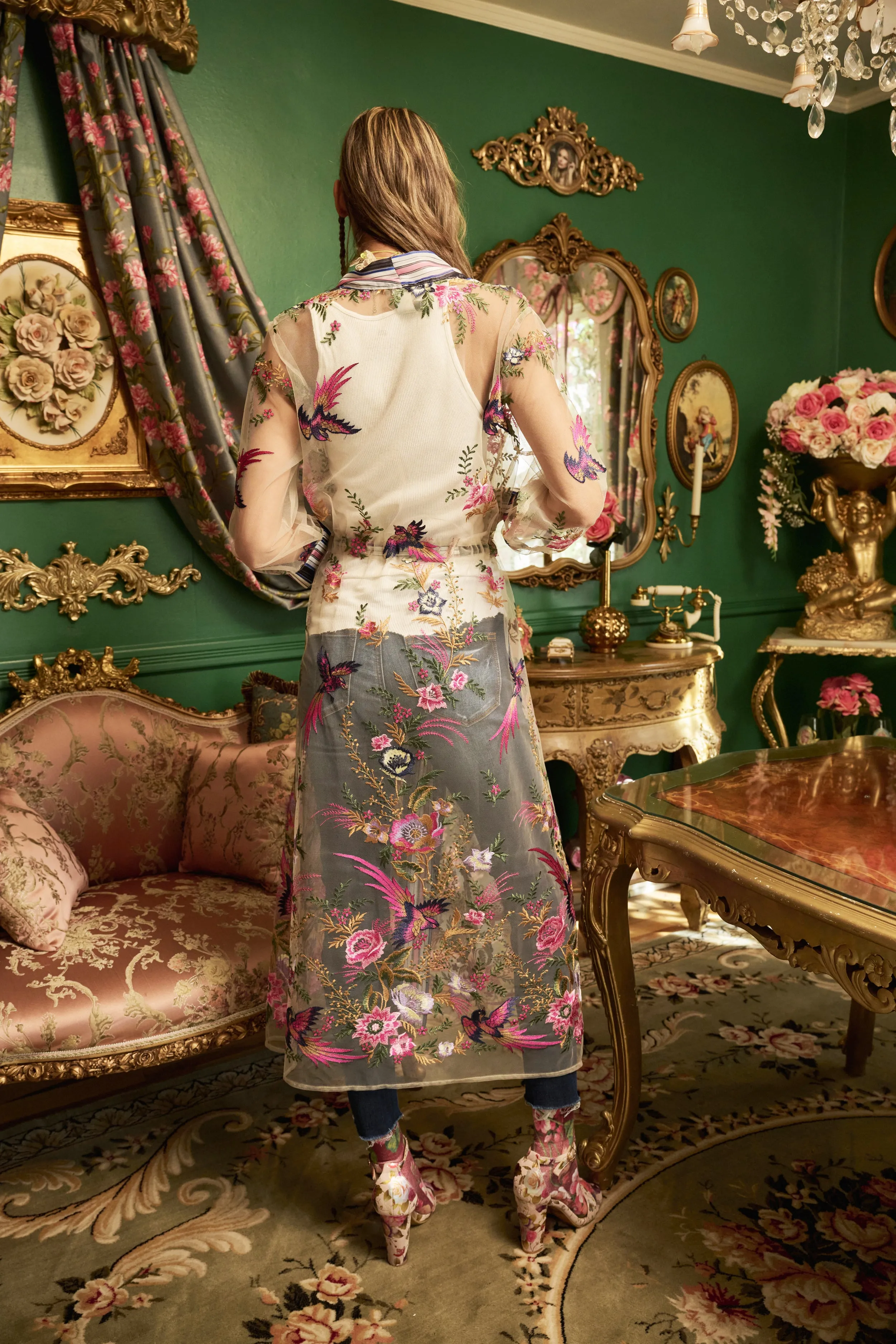 Jade Embroidered Mesh Duster sold by Aratta product image thumbnail 4