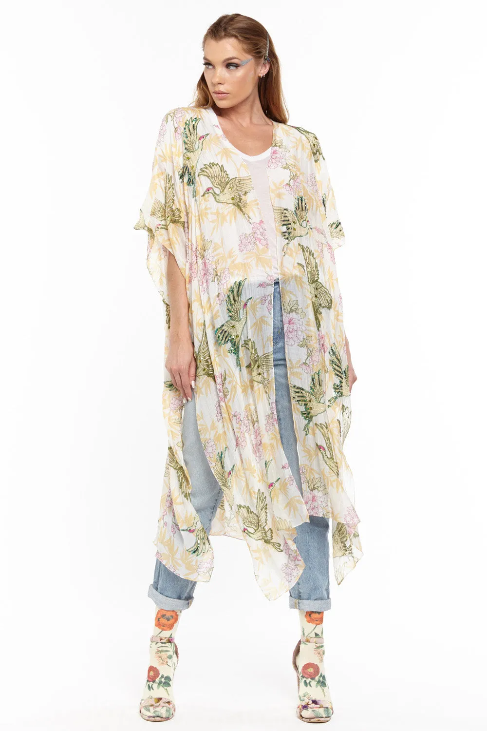 Dream Island Hand Embellished Kimono sold by Aratta