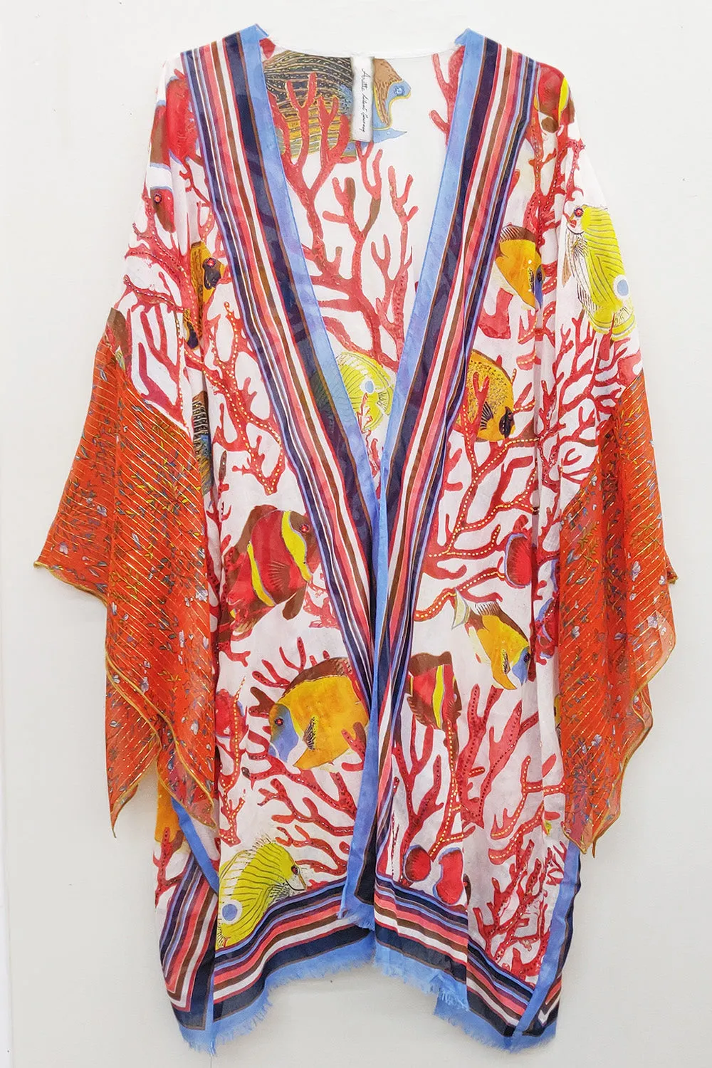 Sea of Belief Hand-Embellished Kimono sold by Aratta
