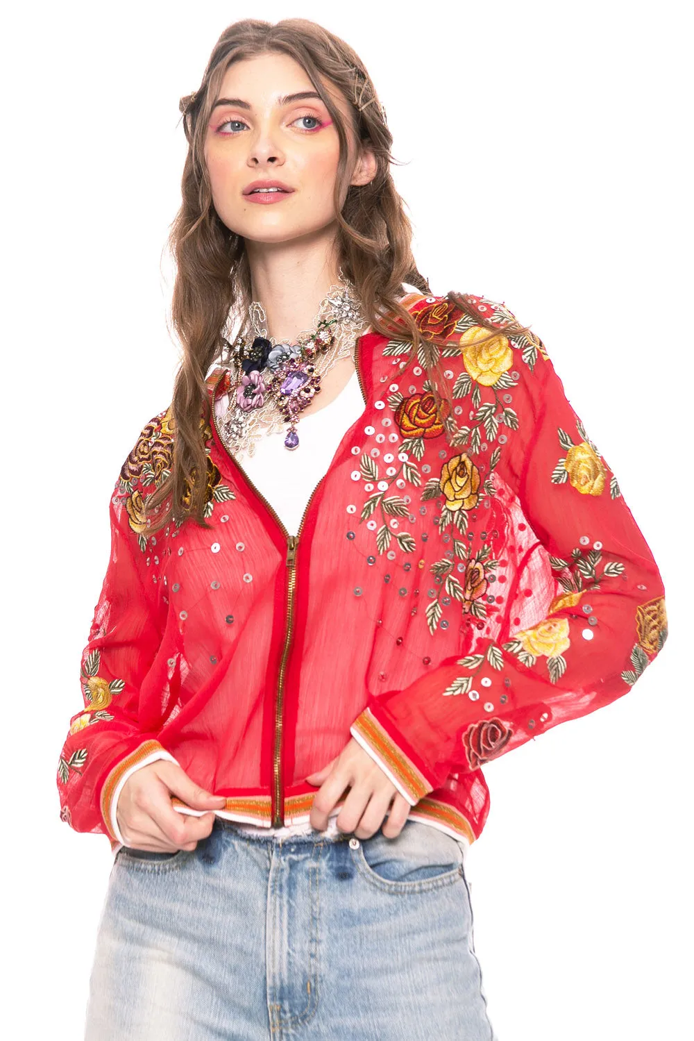 The Rosabel Bomber Jacket sold by Aratta