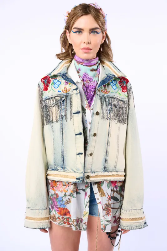 Country Queen Embellished Denim Jacket sold by Aratta