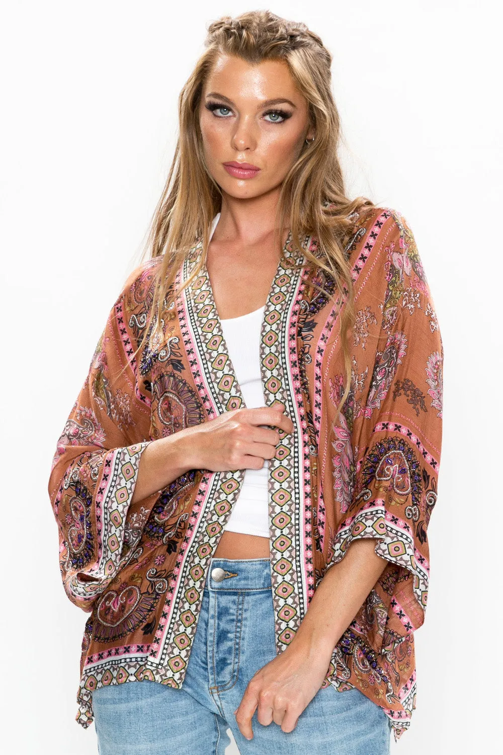 Amelia Hand Beaded Kimono sold by Aratta
