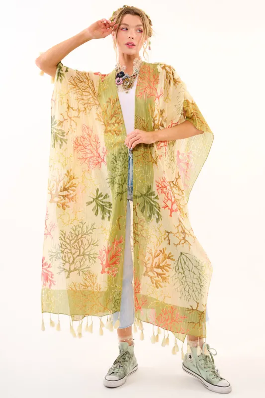 Coral Fields Kimono sold by Aratta