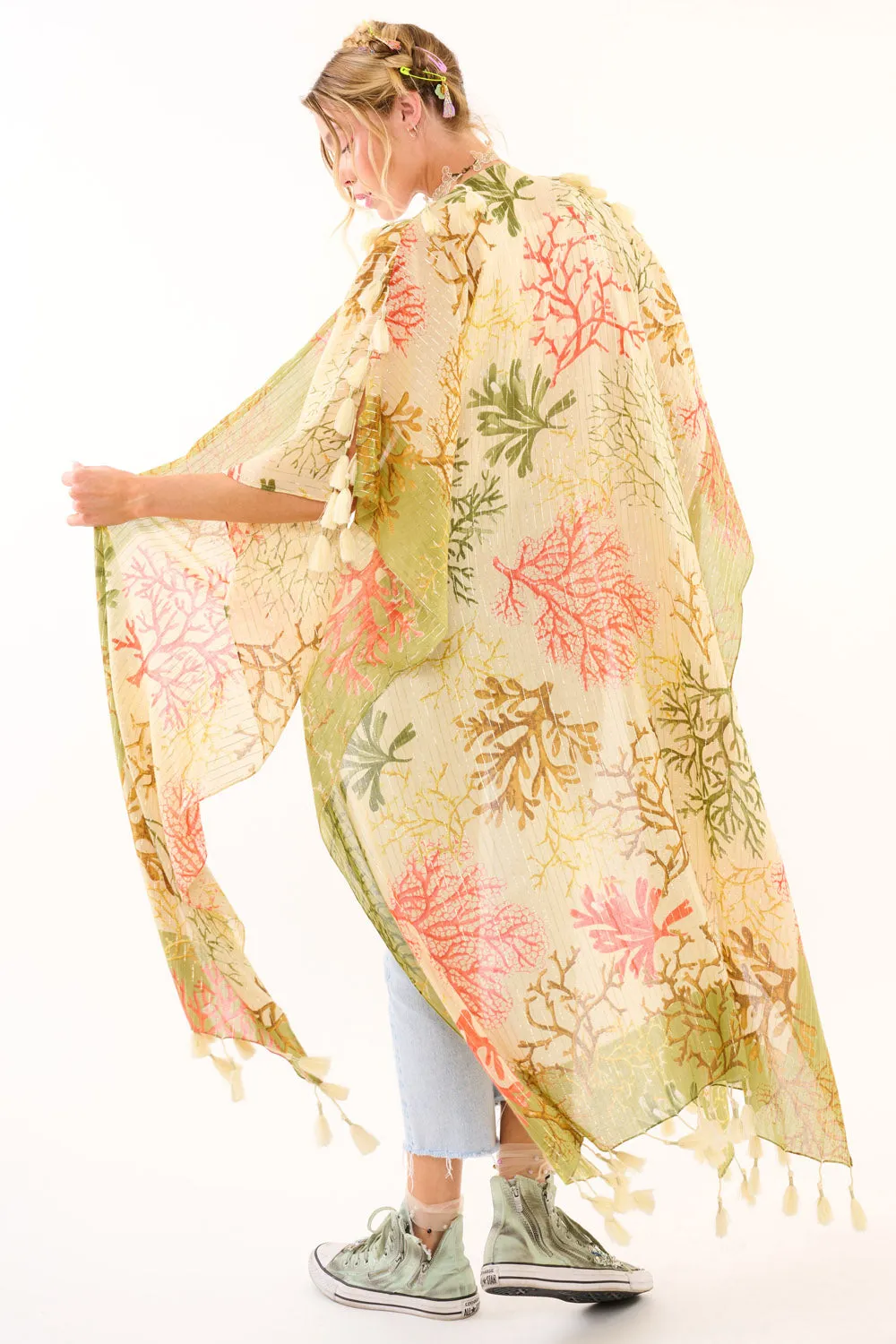 Coral Fields Kimono sold by Aratta product image thumbnail 3