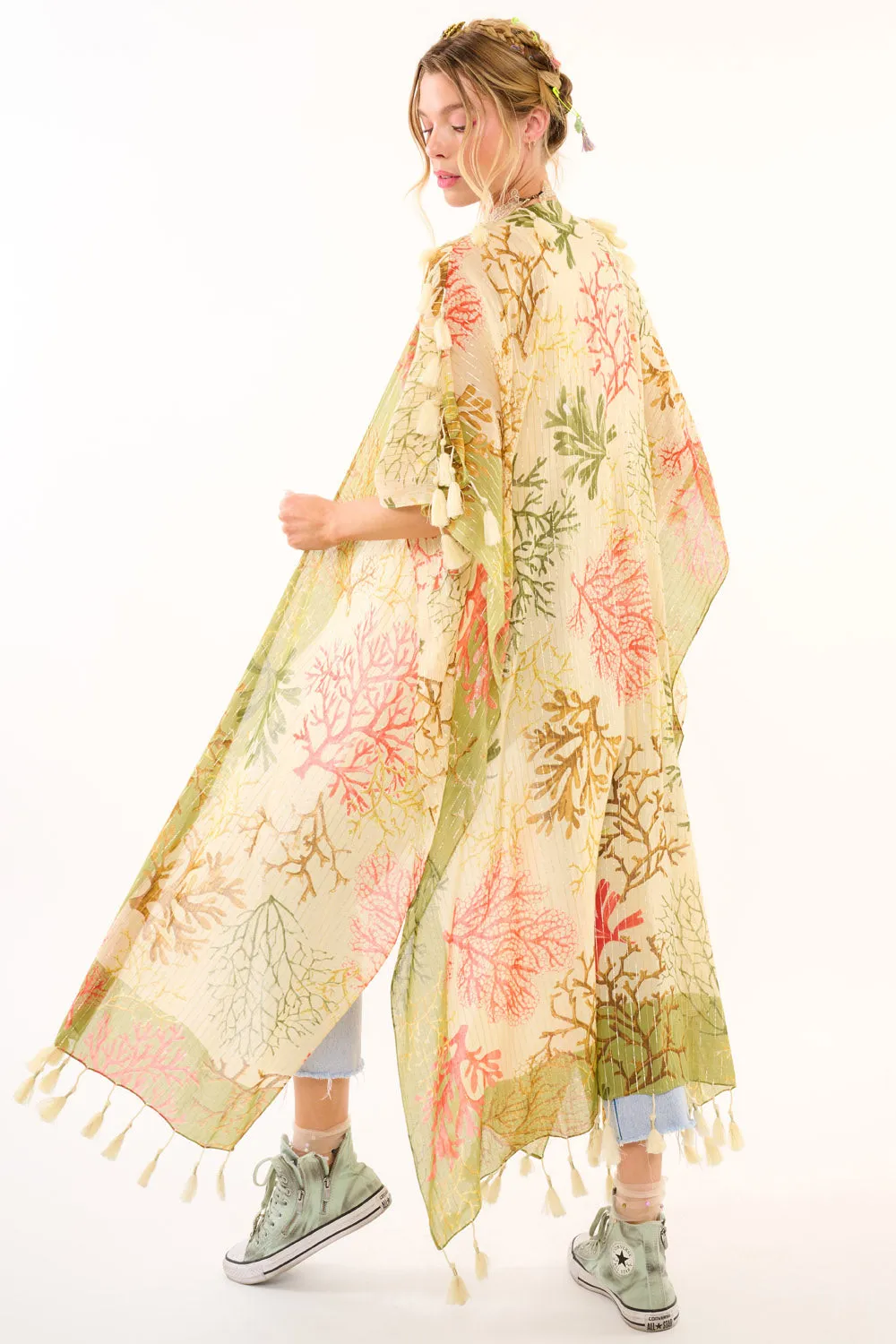 Coral Fields Kimono sold by Aratta product image thumbnail 5