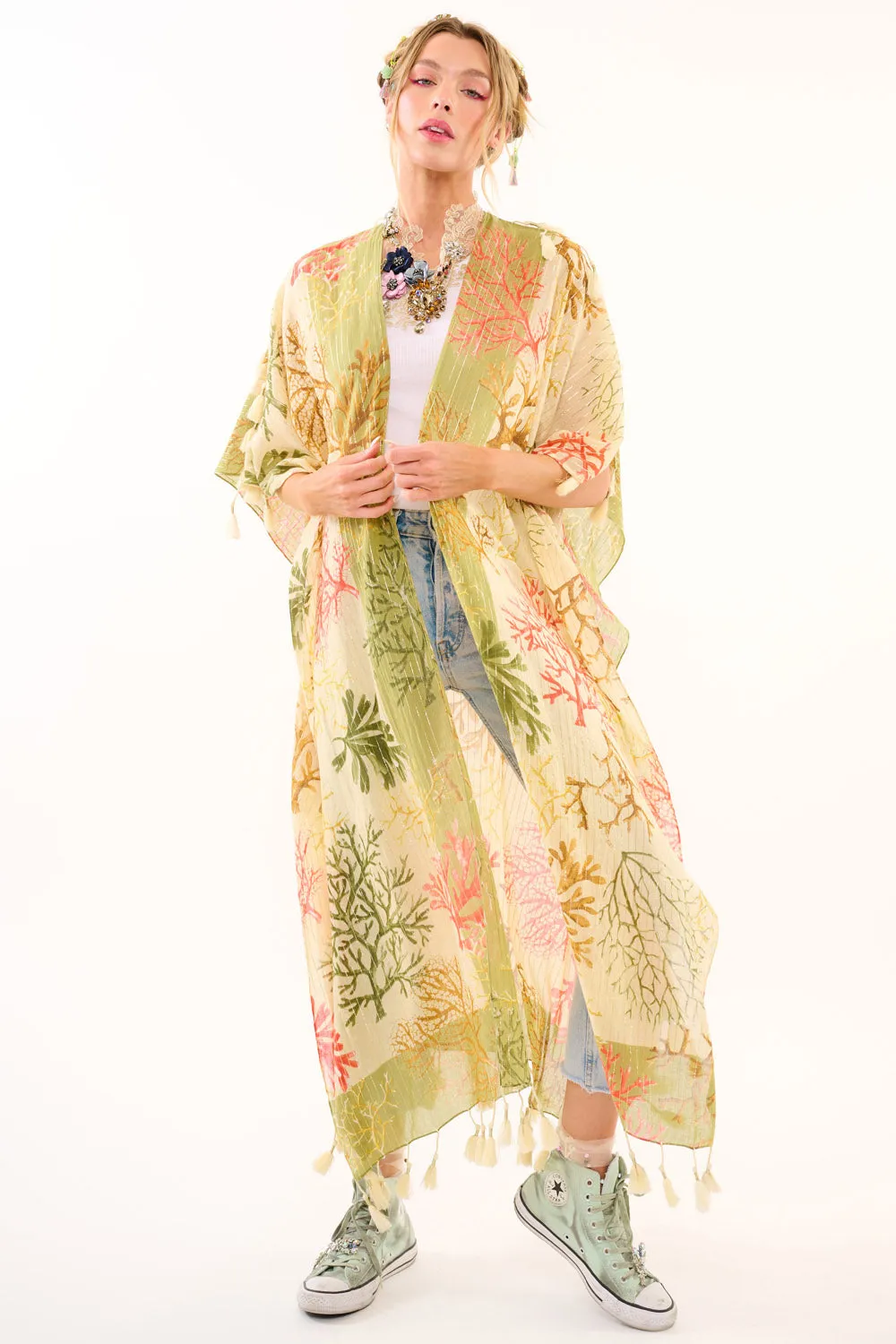 Coral Fields Kimono sold by Aratta product image thumbnail 2