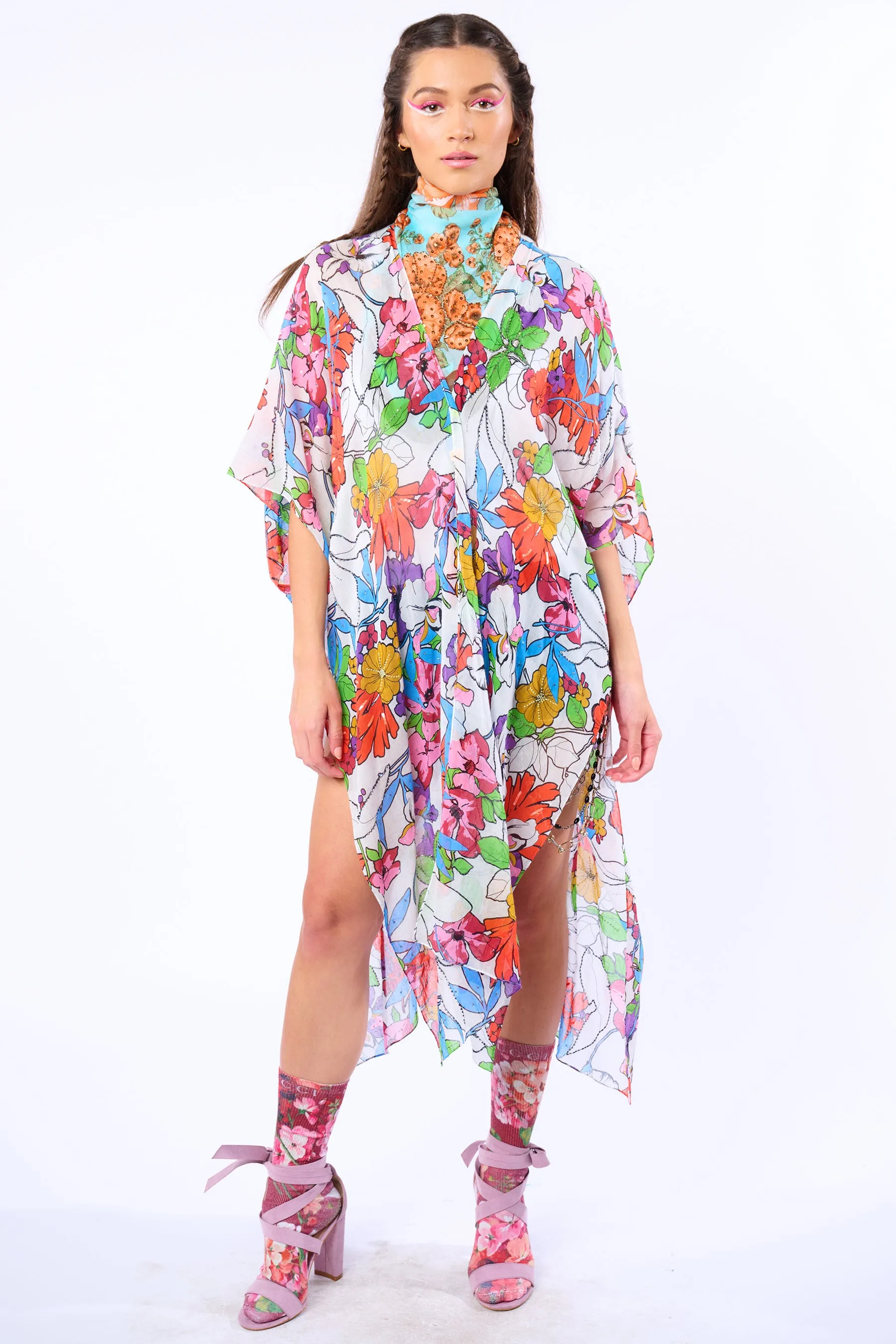 Virginia Embellished Floral Kimono sold by Aratta