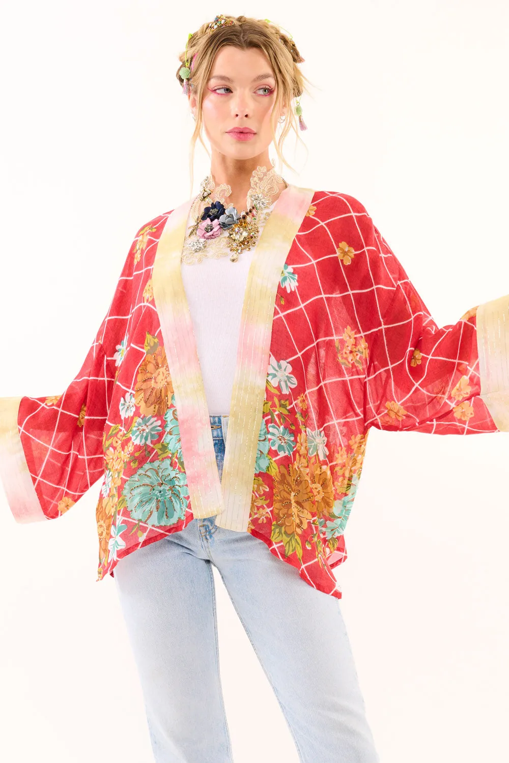 Borrocow Beauty Hand Embellished Kimono sold by Aratta