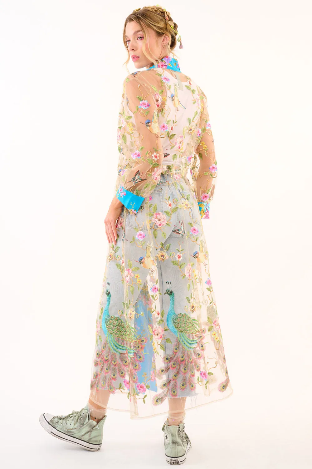 Garden of Eden Embroidered Mesh Duster sold by Aratta product image thumbnail 4