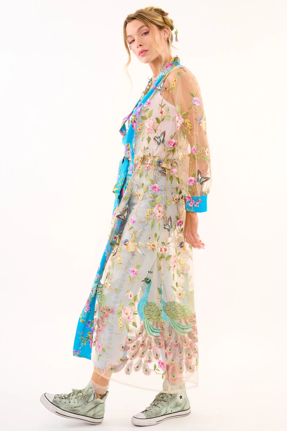 Garden of Eden Embroidered Mesh Duster sold by Aratta product image thumbnail 5