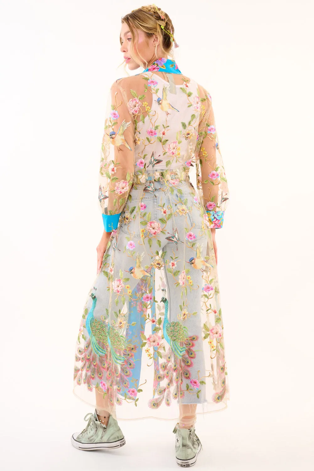 Garden of Eden Embroidered Mesh Duster sold by Aratta product image thumbnail 3