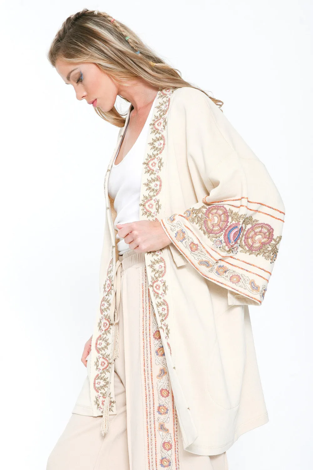 Juliette Embellished French Terry Kimono Jacket sold by Aratta product image thumbnail 4