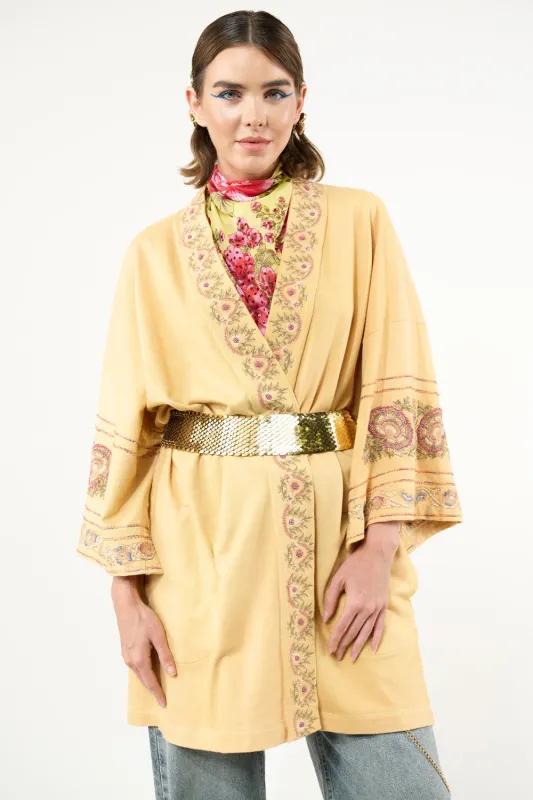 Juliette Embellished French Terry Kimono Jacket sold by Aratta