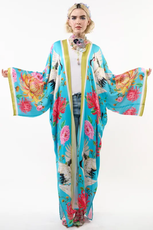 The Legend Of The Crane Maxi Kimono sold by Aratta