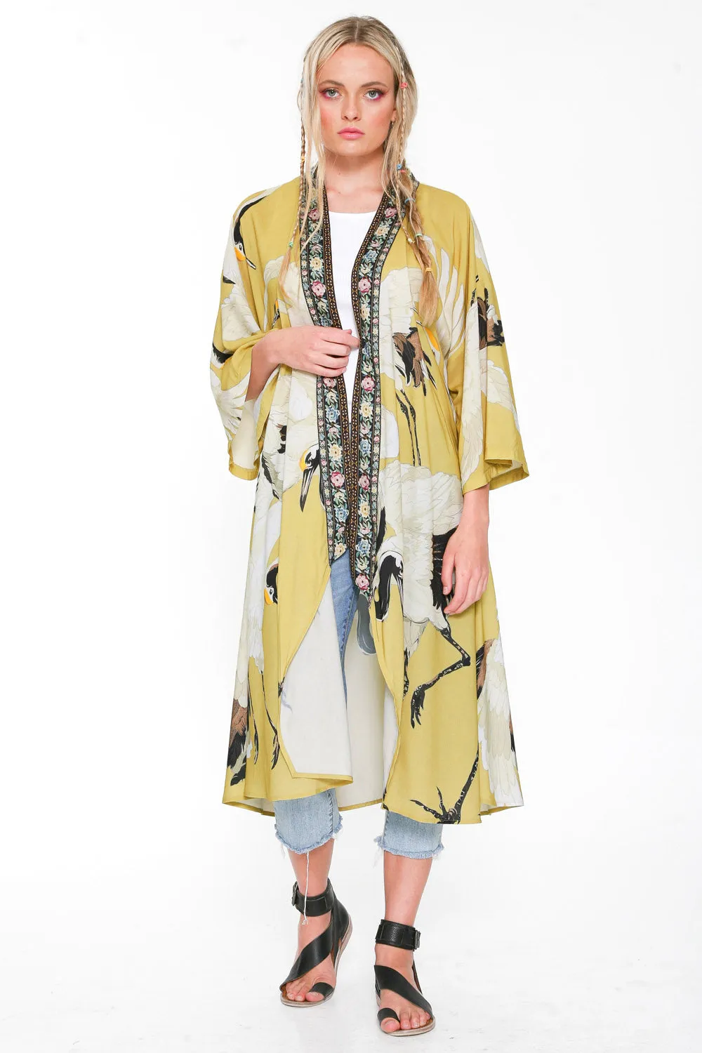 Story of the Crane Kimono sold by Aratta