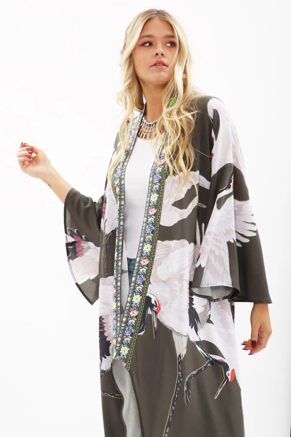 Story of the Crane Kimono sold by Aratta product image thumbnail 5