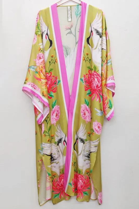 The Legend Of The Crane Maxi Kimono sold by Aratta