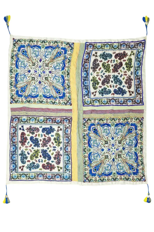 Crafted Hand-Stitched Silk Scarf sold by Aratta