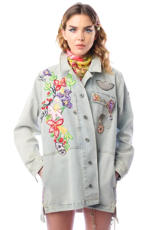 Susanna K. Embellished Denim Jacket sold by Aratta