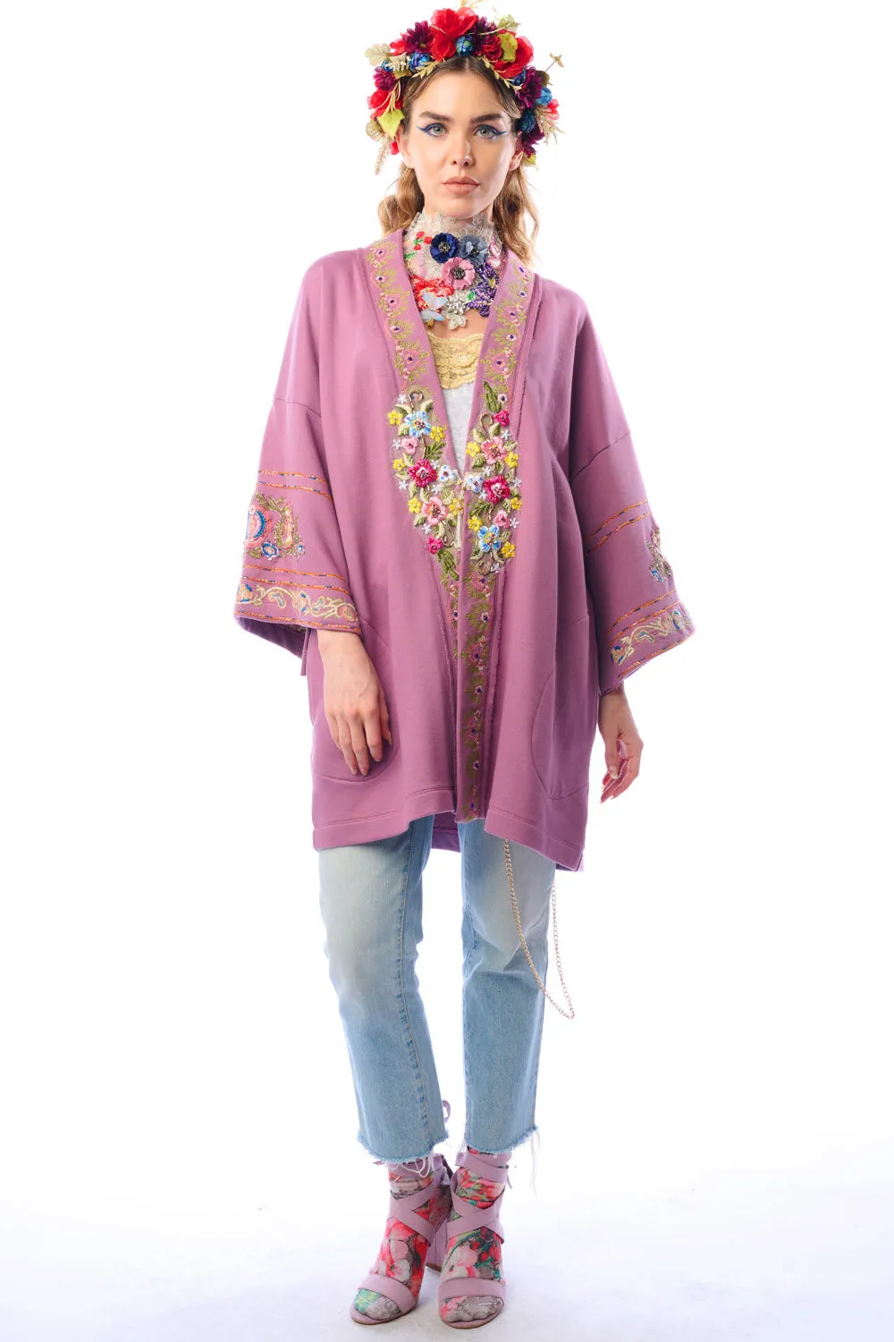 Juliette Embellished French Terry Kimono Jacket sold by Aratta product image thumbnail 4