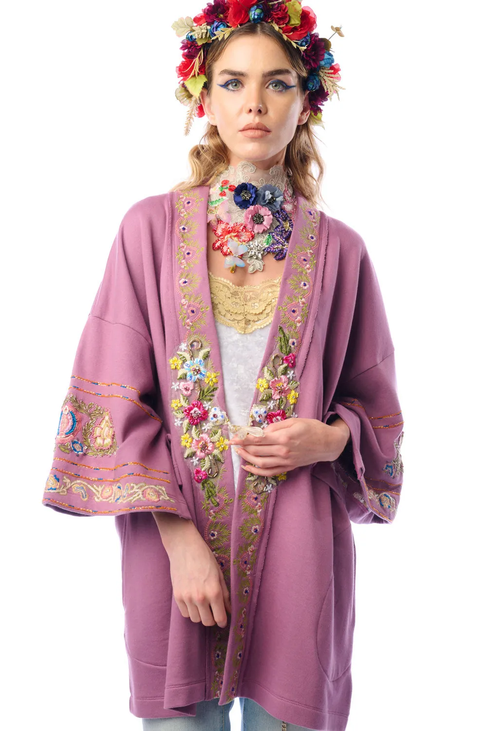 Juliette Embellished French Terry Kimono Jacket sold by Aratta product image thumbnail 2