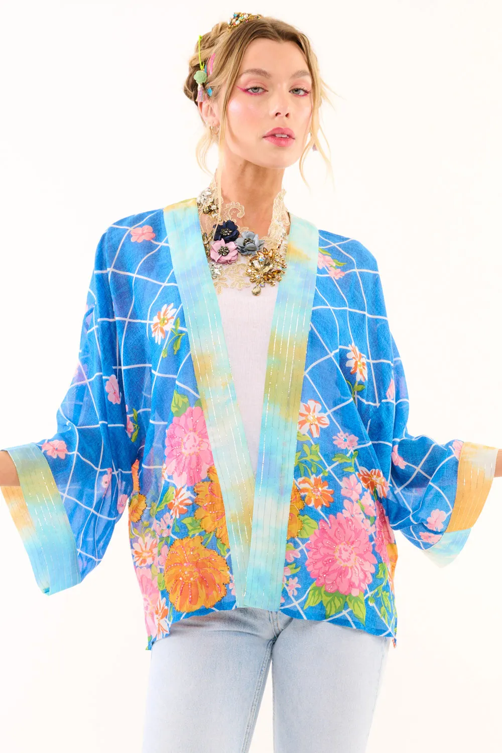 Borrocow Beauty Hand Embellished Kimono sold by Aratta