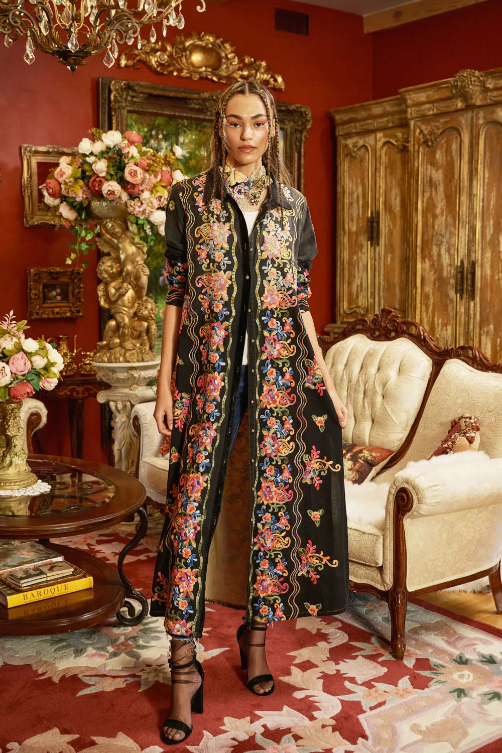 Meadows of Flowers Embroidered Duster sold by Aratta product image thumbnail 2