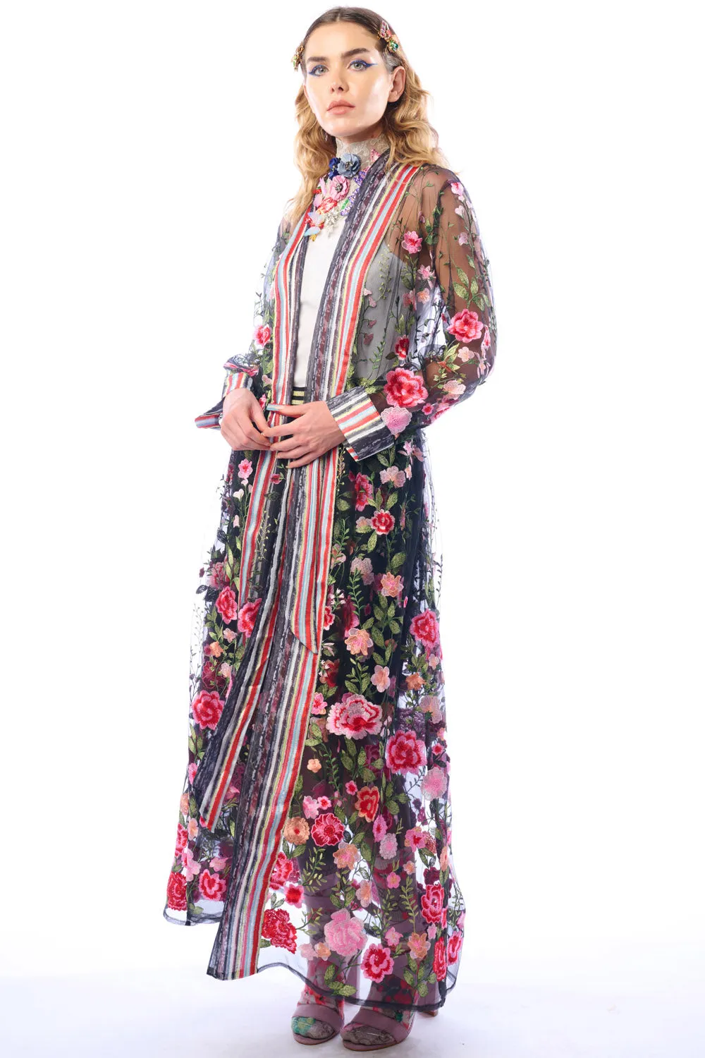 Dark Rose Embroidered Duster sold by Aratta product image thumbnail 5