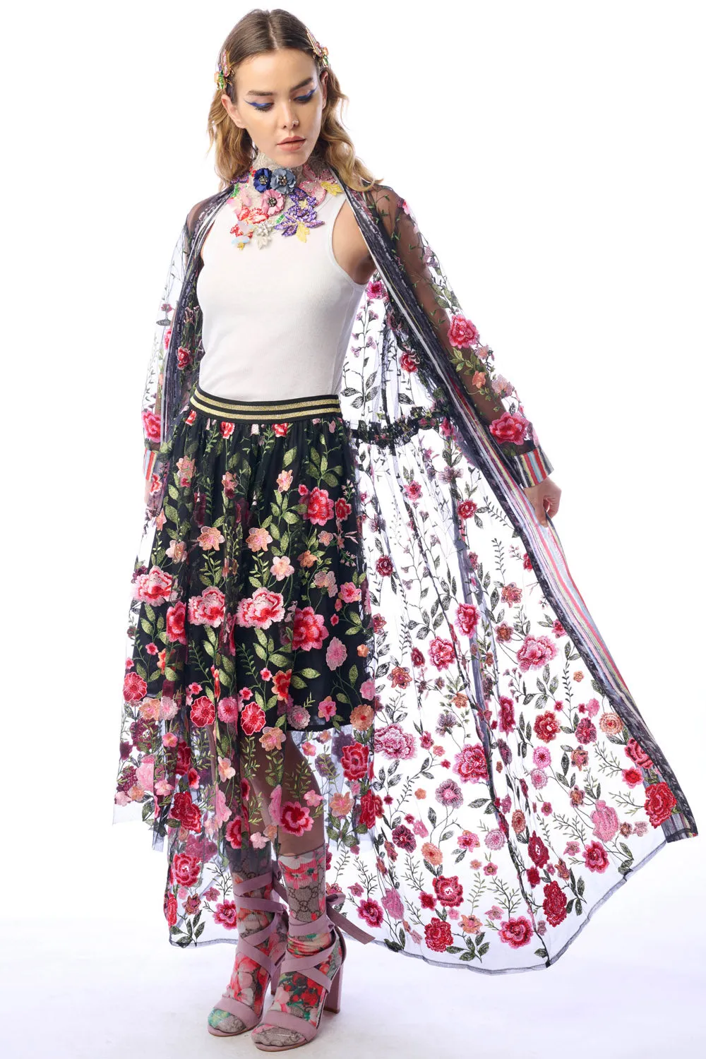 Dark Rose Embroidered Duster sold by Aratta product image thumbnail 4