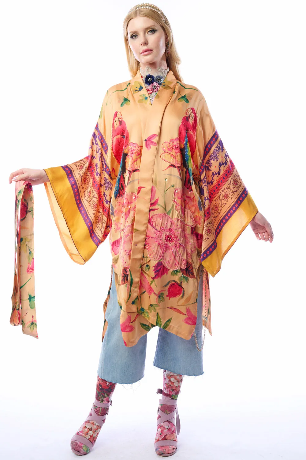 Tropical Mood Hand-Beaded Kimono/Topper sold by Aratta