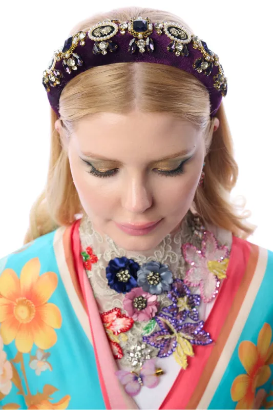Brooklyn Jewel Velvet Headband sold by Aratta