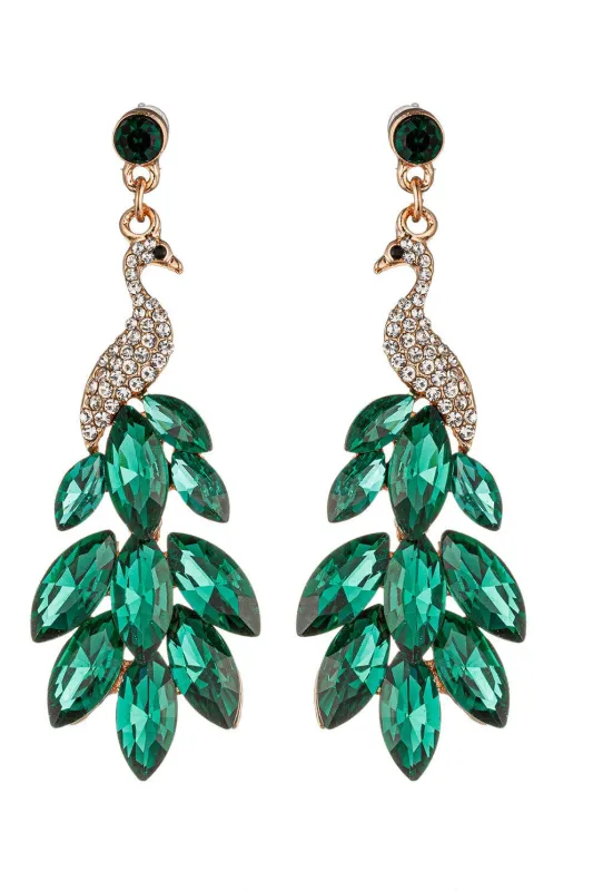 Green Peacock Drop Earrings made by Aratta
