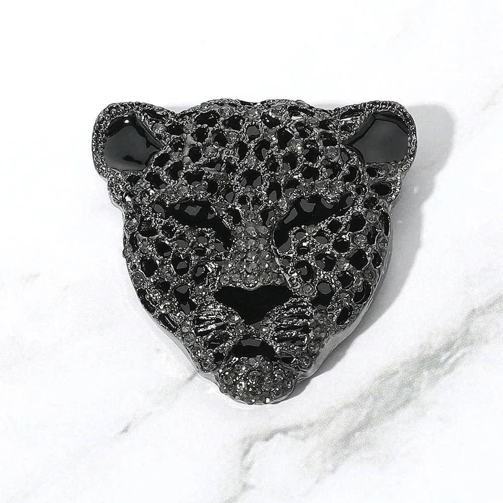 Stone Paved Leopard Pin Brooch: Black sold by Aratta product image thumbnail 2