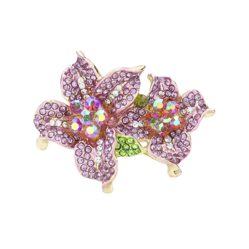 Rhinestone Crystal Bloom Flower Stretch Ring
: Purple made by Aratta