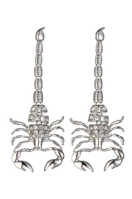 Silver Scorpion Dangle Earrings made by Aratta