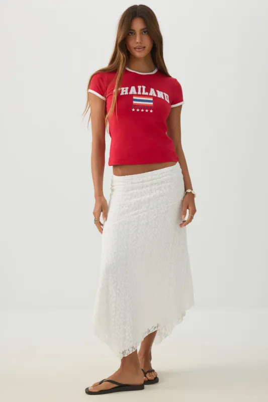 Asymmetrical Lace Midi Skirt made by Ardene