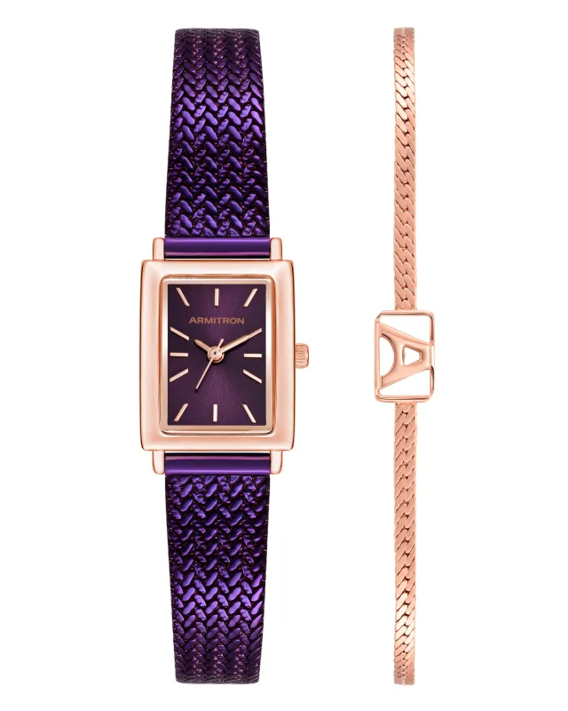 Athena Watch & Bracelet Set™ | 18mm, Plum/Rose Gold sold by Armitron