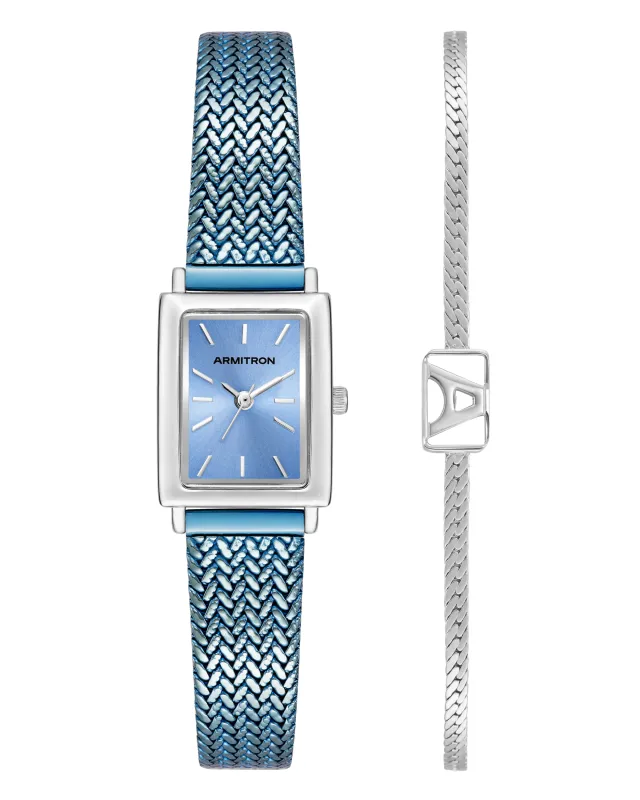 Athena Watch & Bracelet Set™ | 18mm, Blue Sunray, Silver sold by Armitron