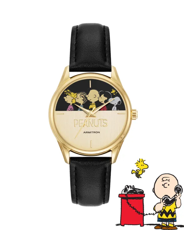 Armitron x Peanuts: The Lineup | 36mm, Peanuts Black/Gold sold by Armitron