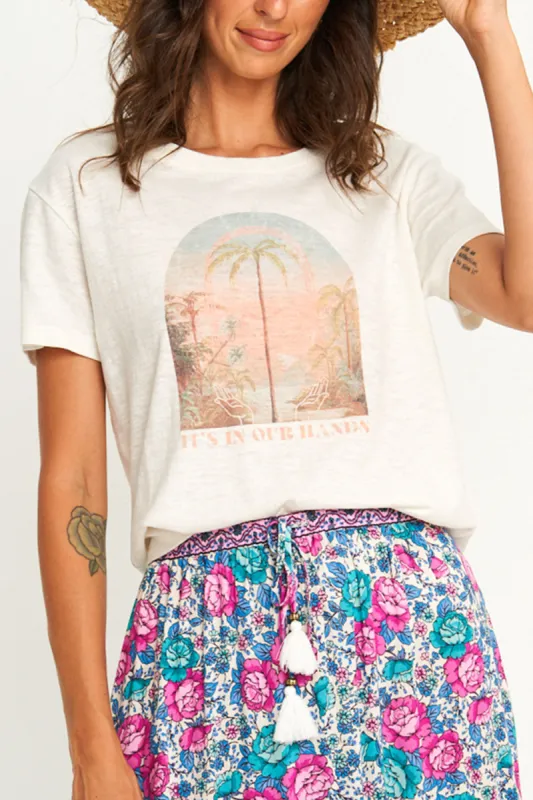 Arnhem x Rainforest Rescue ~ In Our Hands Tee in Natural - Pre-loved sold by Arnhem