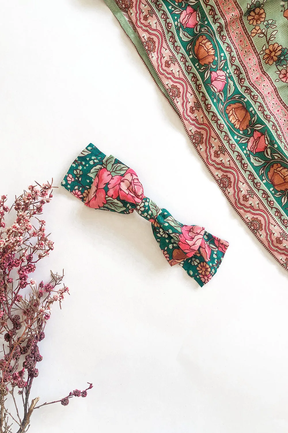 Amberley Revive Bow Barrette in Emerald sold by Arnhem