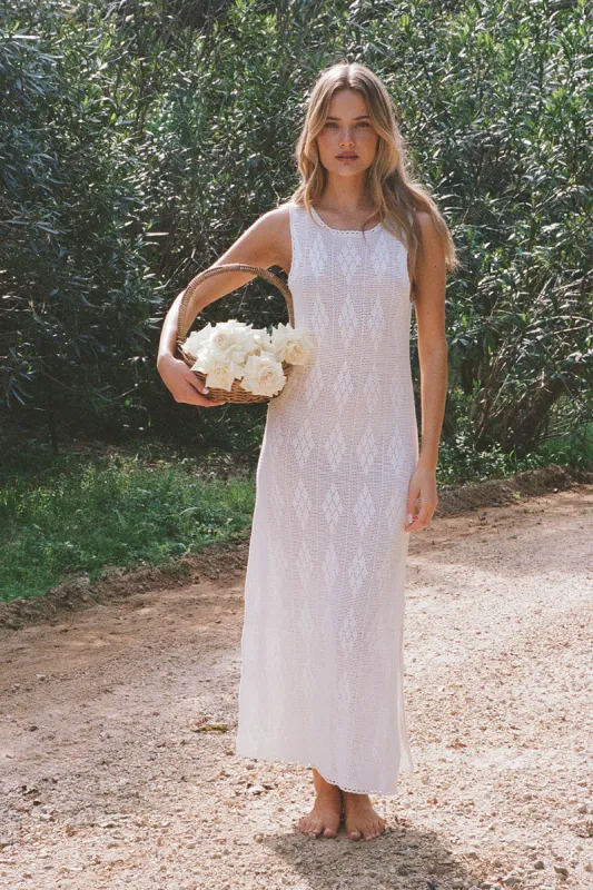 Tasha Crochet Maxi Dress in Ivory sold by Arnhem