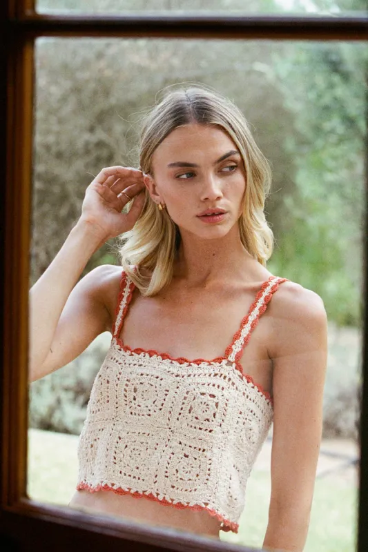 Mystic Crochet Cami in Sand sold by Arnhem